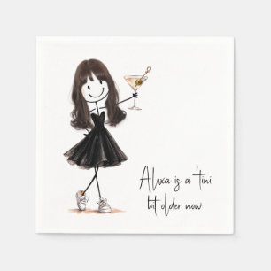 Birthday Party Stick Figure Girl with Martini Napkin