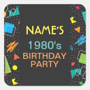 Birthday Party Stickers 1980's 80's Eighties Label