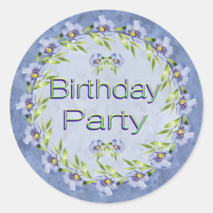 Birthday Party Stickers Lavender Flowers