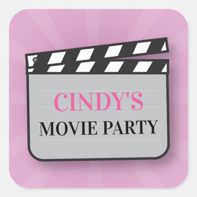 Birthday Party Stickers Movie Film Cinema Night (Front)