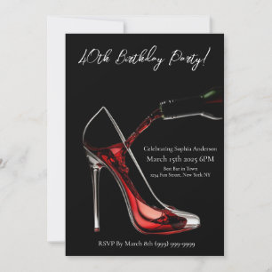 Birthday Party-Stiletto with Wine Invitation