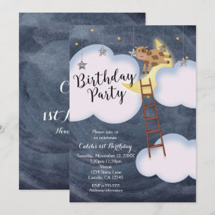 Birthday Party Storybook Nursery Rhyme Cow & Moon Invitation