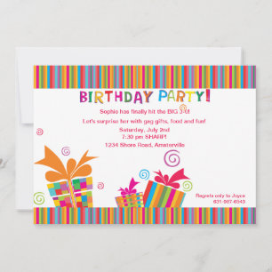 Birthday Party Stripes Invitation