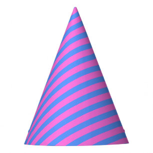 Birthday party stripes pink blue pattern party hat