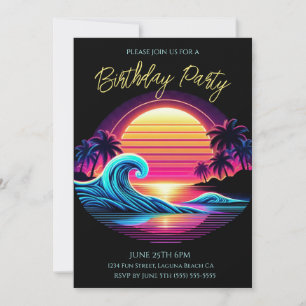 Birthday Party- Sunset Surf Glow Invitation