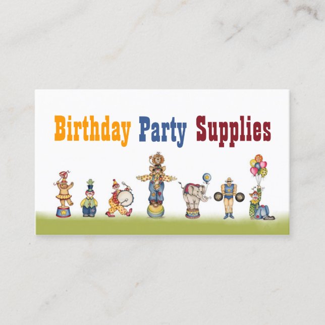 Birthday Party Supplies Decoration Rental Cutlery Business Card (Front)