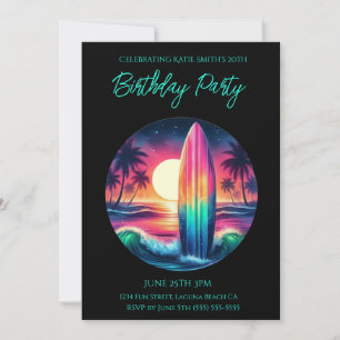 Birthday Party-Surfboard Escape- Invitation