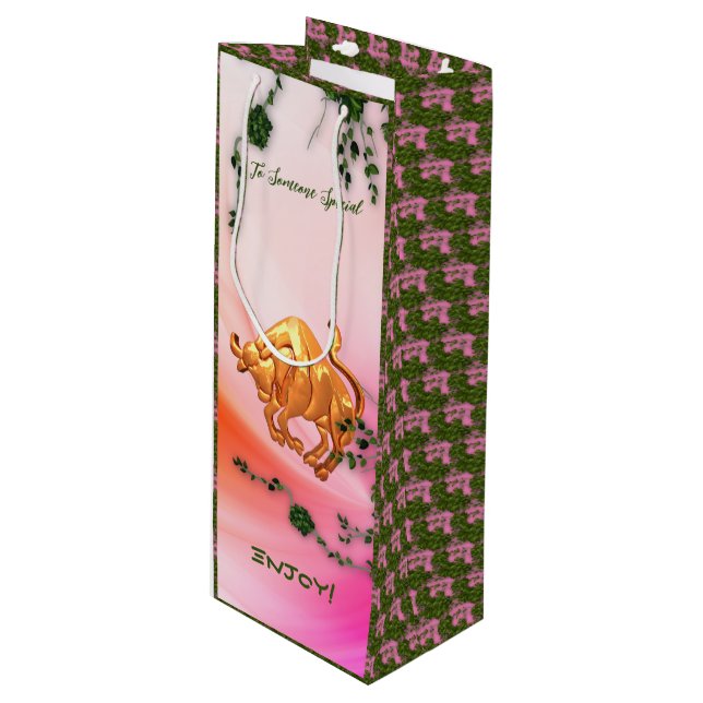 Birthday Party - Taurus Wine Gift Bag (Front Angled)