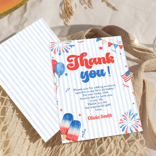 Birthday Party Thank You Card - 4th of July