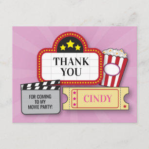 Birthday Party Thank You Movie Film Ticket Popcorn