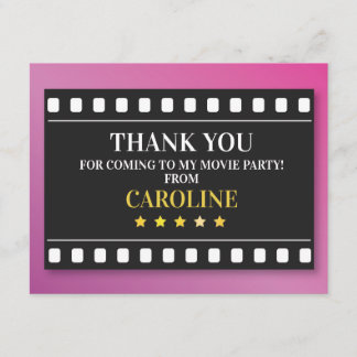 Birthday Party Thank You Show Movie Film Ticket Card