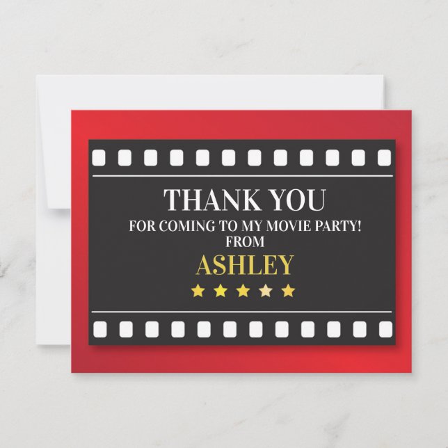 Birthday Party Thank You Show Movie Film Ticket Card (Front)