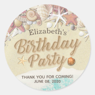 Birthday Party Thank You Summer Beach Starfish Sea Classic Round Sticker
