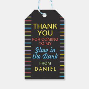 Birthday Party Thank You Tags Glow in the Dark