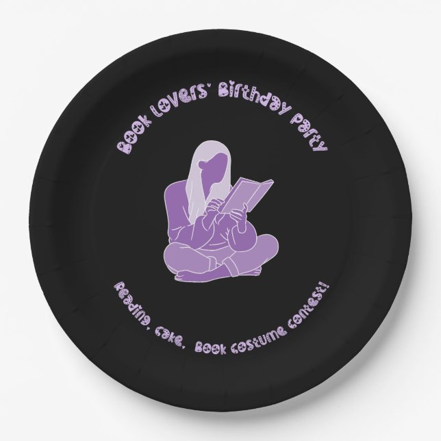 Birthday party theme books paper plate (Front)