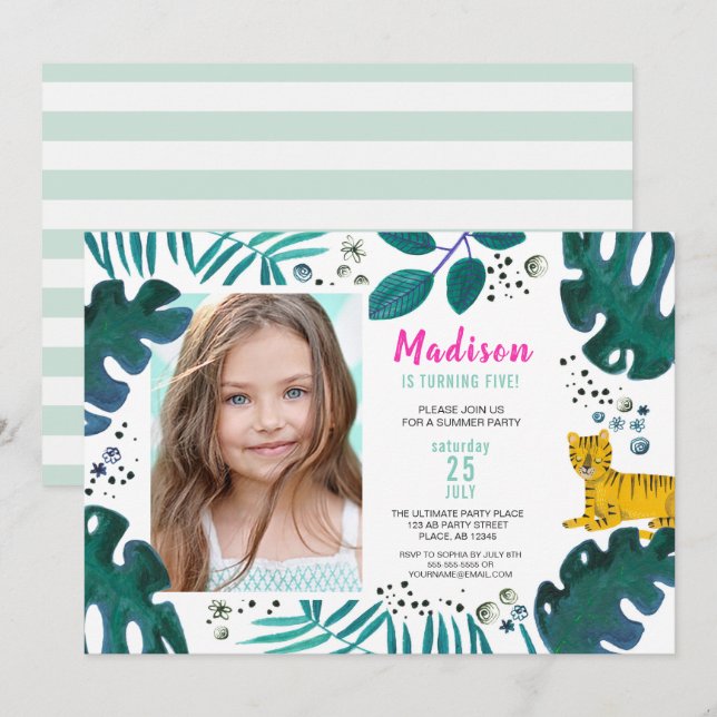 Birthday Party | Tiger Jungle | Invitations (Front/Back)