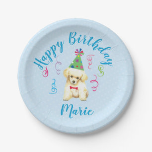 Birthday Party Toy Poodle Paper Plate