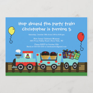 Birthday Party Train Birthday Invitation