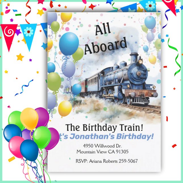 Birthday Party Train Child's Birthday Invitation (Creator Uploaded)