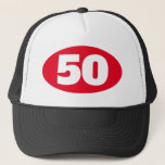 Birthday party trucker hat with custom age number<br><div class="desc">Birthday party trucker hat with custom age number. ie 50th 60th 70th 80th etc. Custom logo with year or age. Fun accessory for men and women turning fifty.</div>
