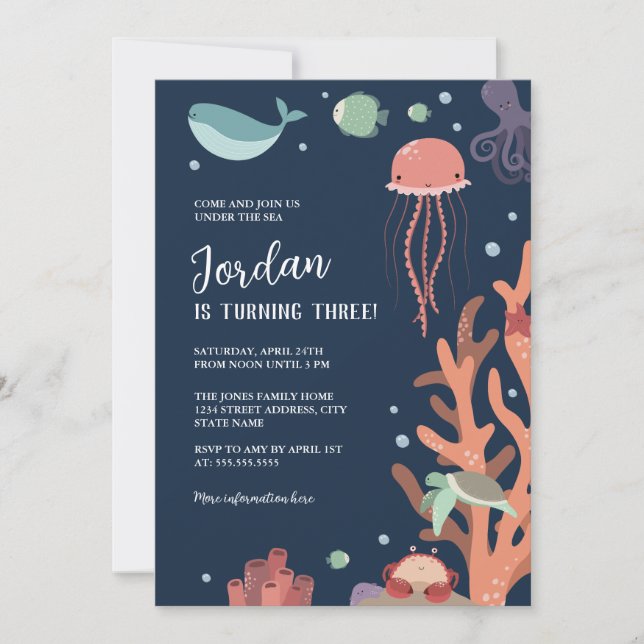 Birthday Party Under the Sea Invitation (Front)