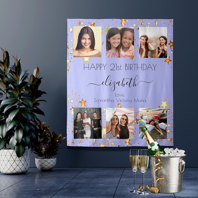 Birthday party violet gold photo best friends tapestry (Creator Uploaded)