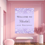 Birthday party violet lavender glitter name poster<br><div class="desc">A poster for a girly and glamorous 21st (or any age) birthday party.  Violet,  lavender colored background,  decorated with faux glitter,  sparkles. Personalize and add a date,  name and age 21.</div>