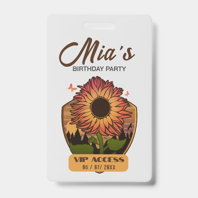Birthday Party VIP Access Badge ID Badge (Front)