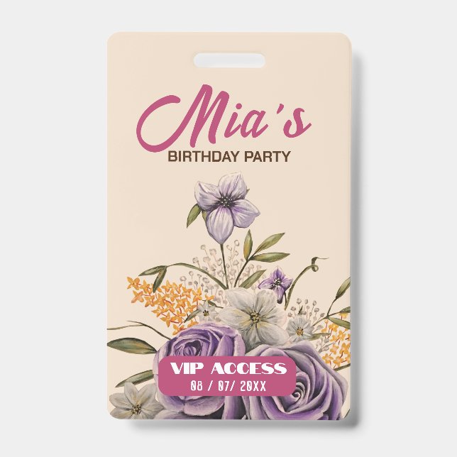 Birthday Party VIP Access Badge ID Badge (Front)