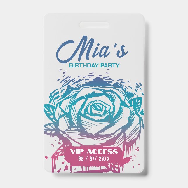 Birthday Party VIP Access Badge ID Badge (Front)