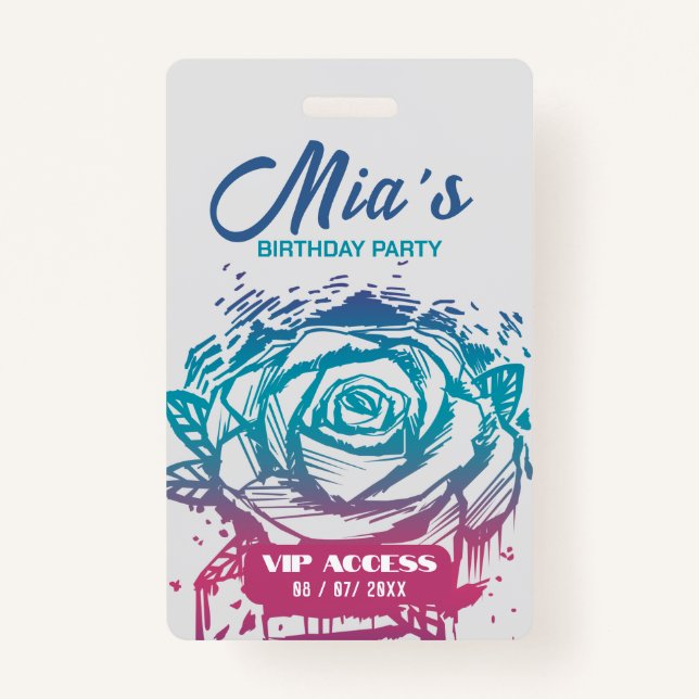 Birthday Party VIP Access Badge ID Badge (Front)