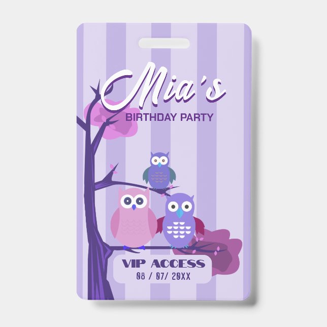 Birthday Party VIP Access Badge ID Badge (Front)