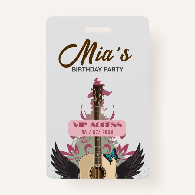 Birthday Party VIP Access Badge ID Badge (Back)