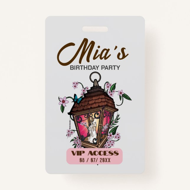 Birthday Party VIP Access Badge ID Badge (Front)