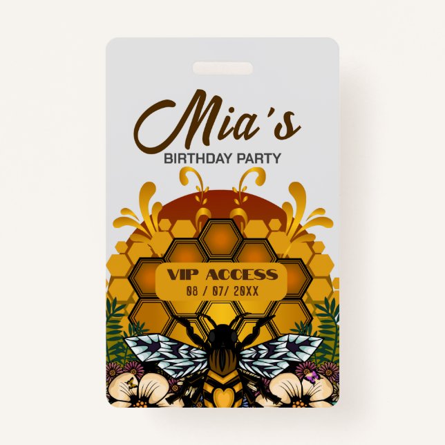 Birthday Party VIP Access Badge ID Badge (Front)