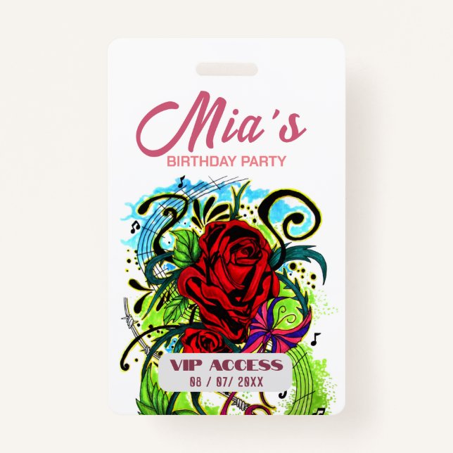 Birthday Party VIP Access Badge ID Badge (Back)