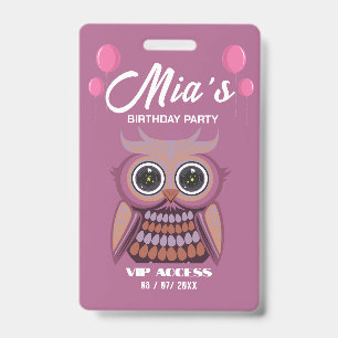 Birthday Party VIP Access Badge ID Badge