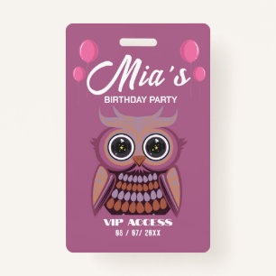 Birthday Party VIP Access Badge ID Badge