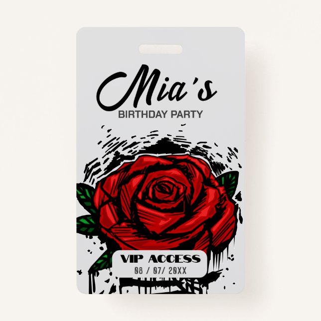 Birthday Party VIP Access Badge ID Badge (Front)