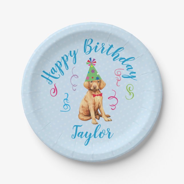 Birthday Party Vizsla Paper Plate (Front)