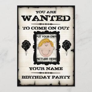 Birthday Party Wanted Invitations