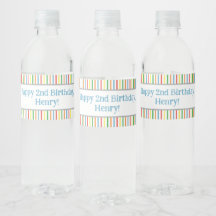 Birthday Party Water Bottle Label with Balloons