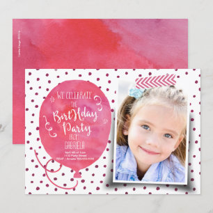 Birthday Party Watercolor Invitations Girl