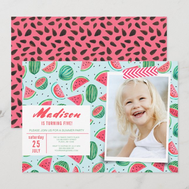 Birthday Party | Watermelon Fruit | Invitations (Front/Back)