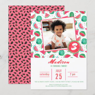 Birthday Party Watermelon Fruit   Invitations