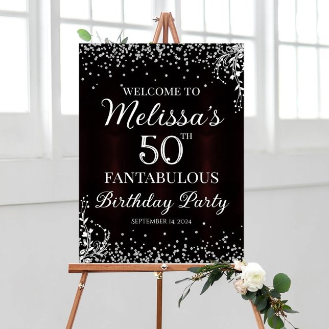 Birthday party welcome sign with diamond confetti (Creator Uploaded)