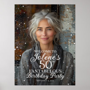 Birthday party welcome sign with photo