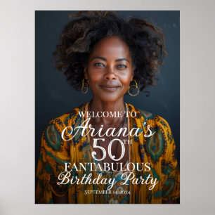 Birthday party welcome sign with photo