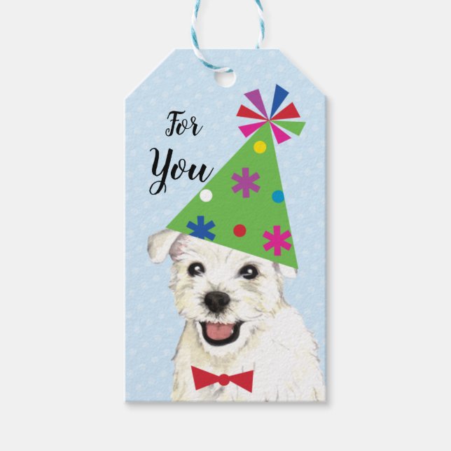 Birthday Party Westie Gift Tags (Front)