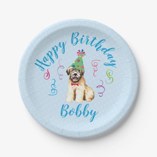 Birthday Party Wheaten Terrier Paper Plates (Front)